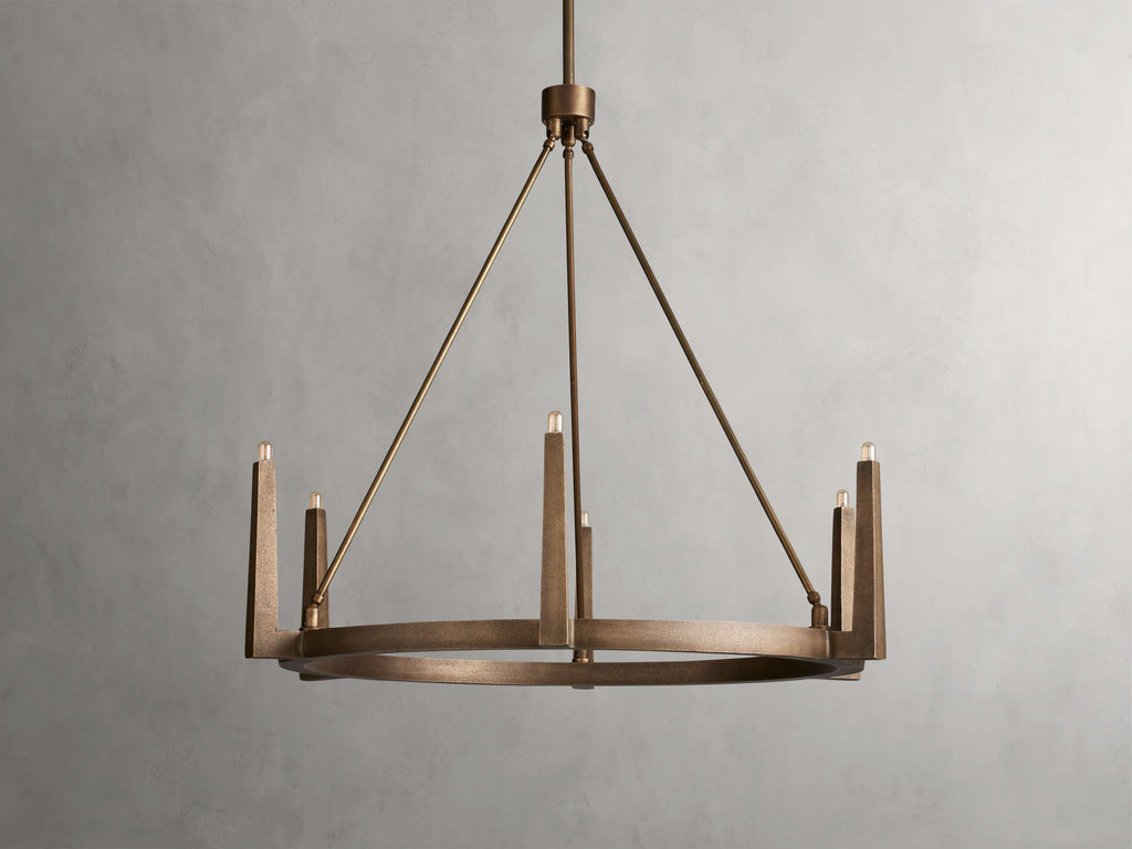 Clear Brass Round chandelier - Onda Wisp for dining room view 15
