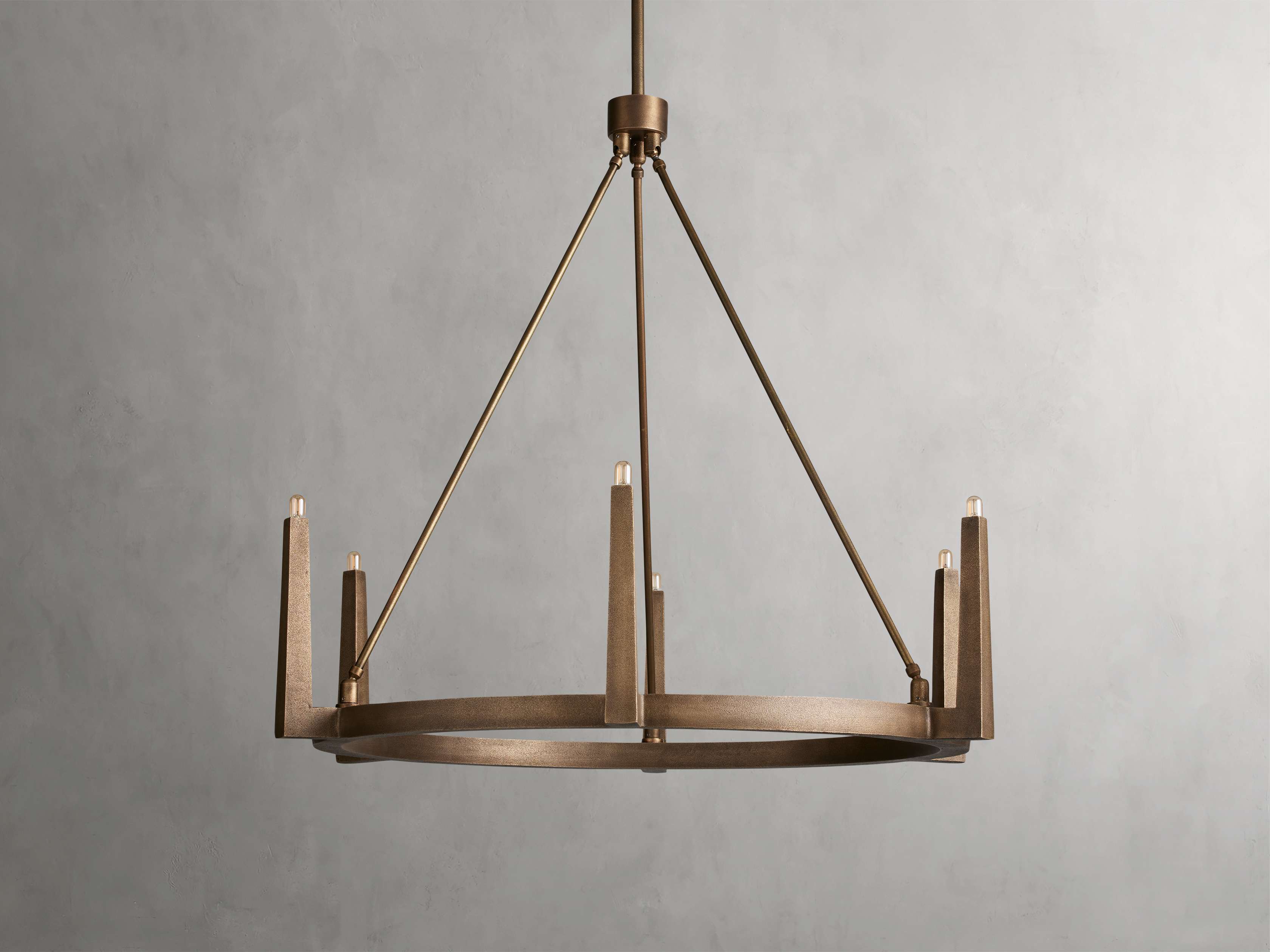 Clear Brass Round chandelier - Onda Wisp for dining room view 15