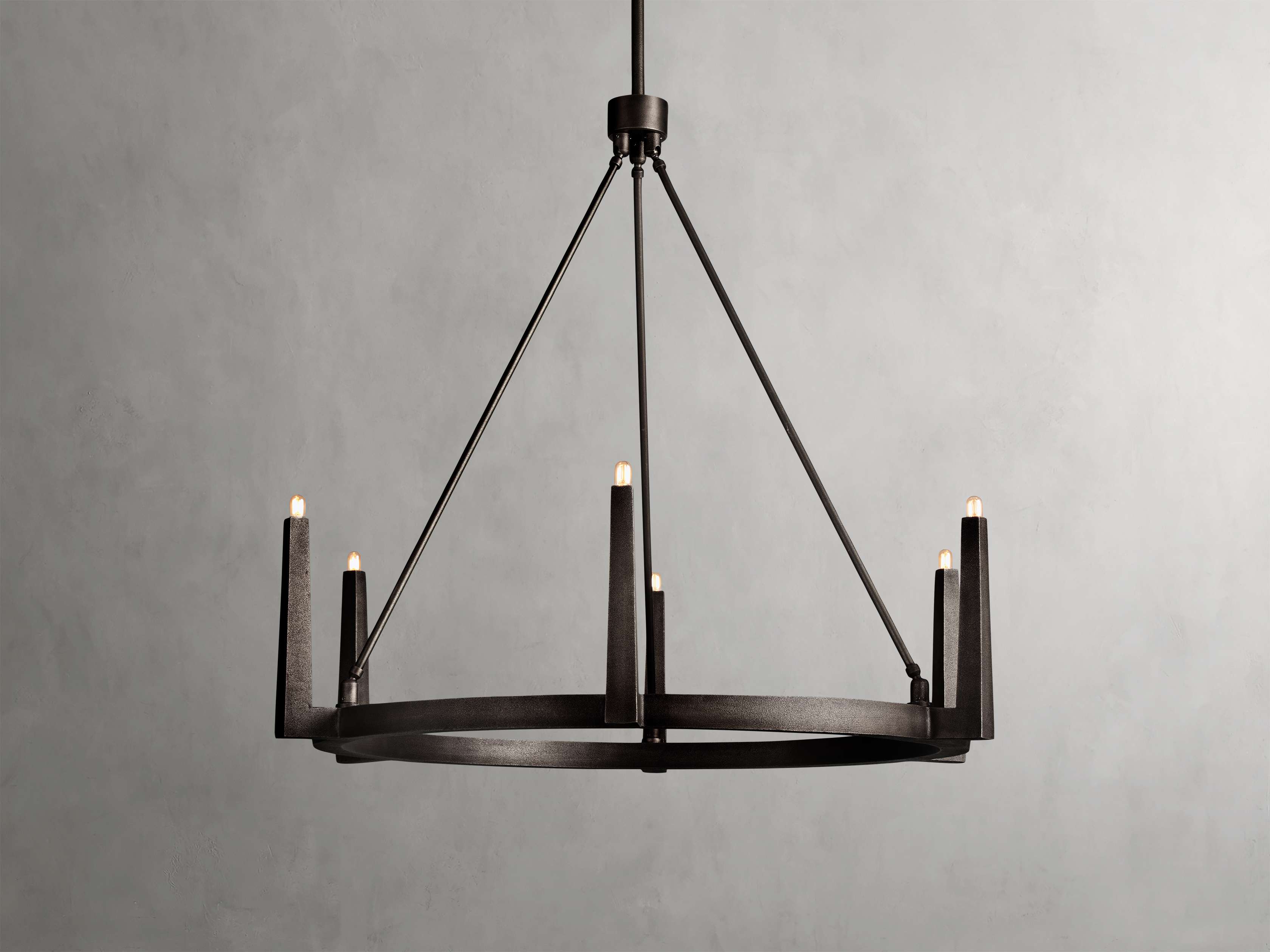 Clear Brass Round chandelier - Onda Wisp for dining room view 11