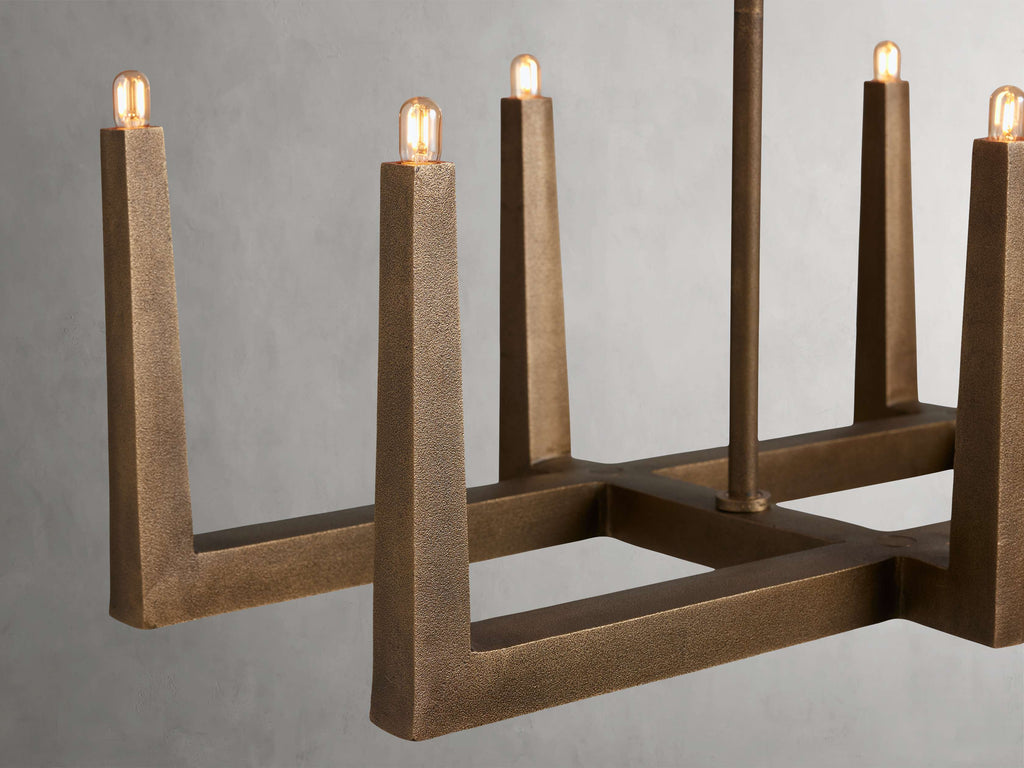 Clear Brass Linear chandelier - Gemma Wisp for dining room view 24