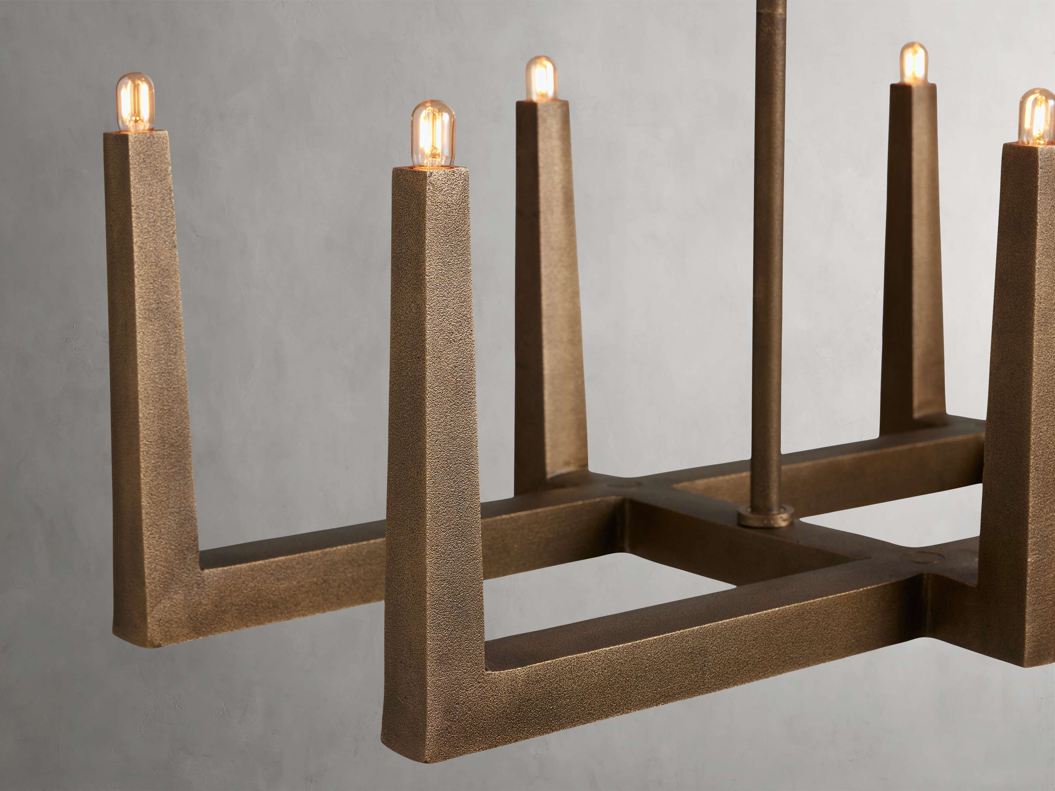 Clear Brass Linear chandelier - Gemma Wisp for dining room view 24