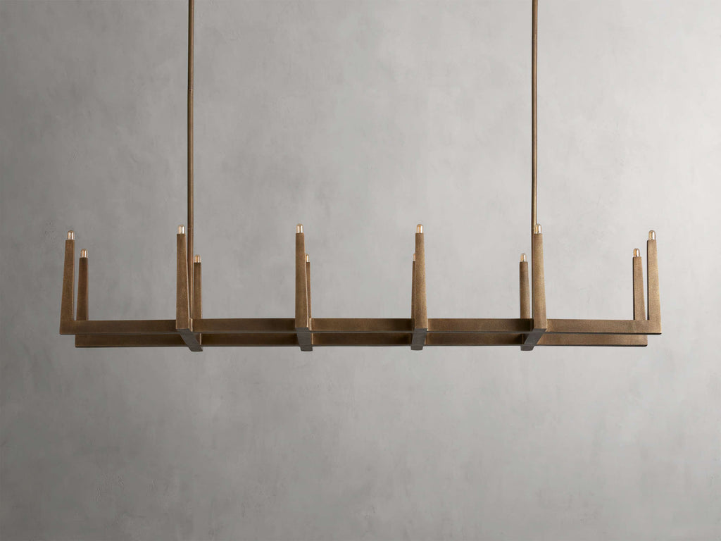 Clear Brass Linear chandelier - Gemma Wisp for dining room view 23