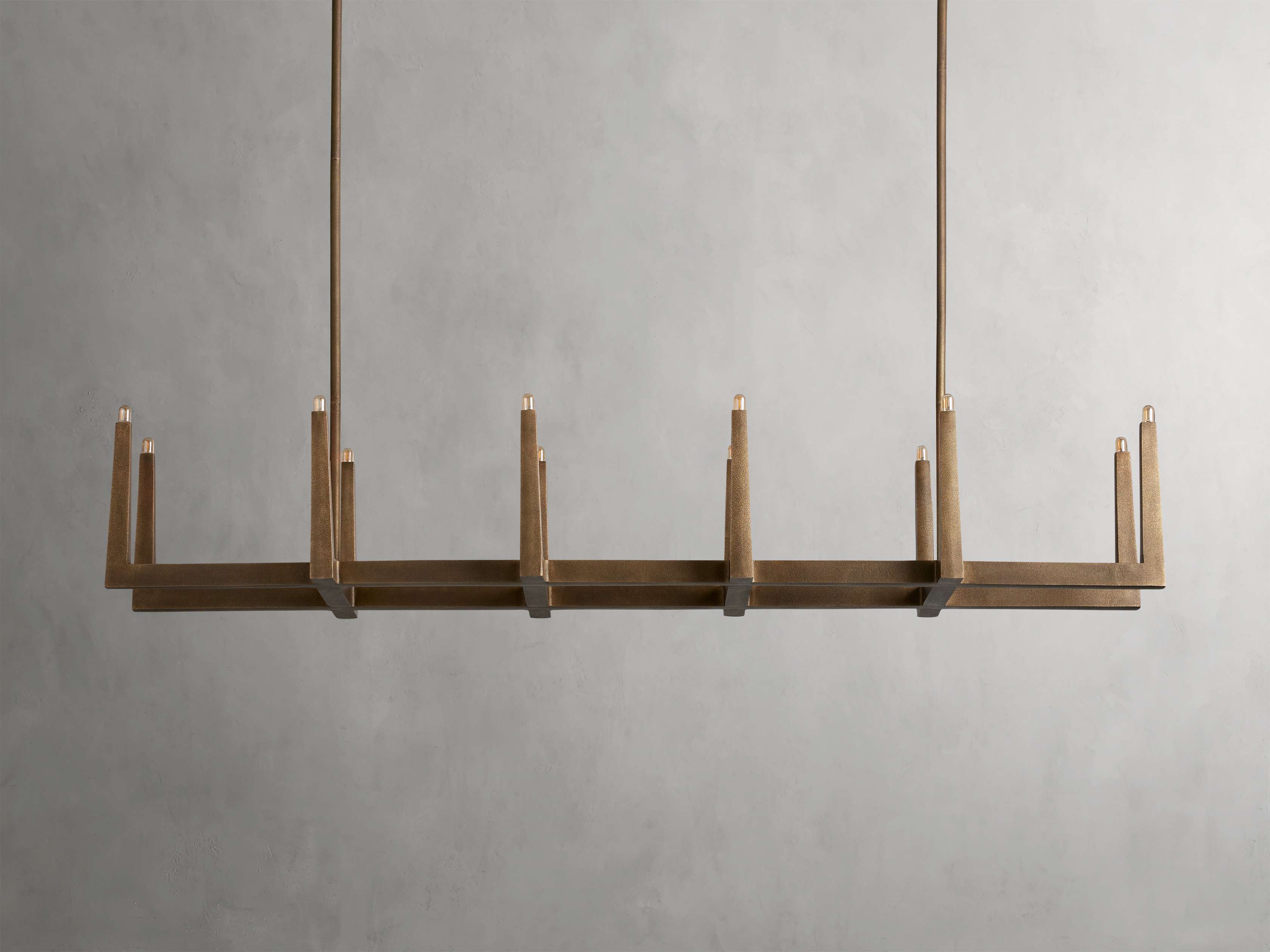 Clear Brass Linear chandelier - Gemma Wisp for dining room view 23