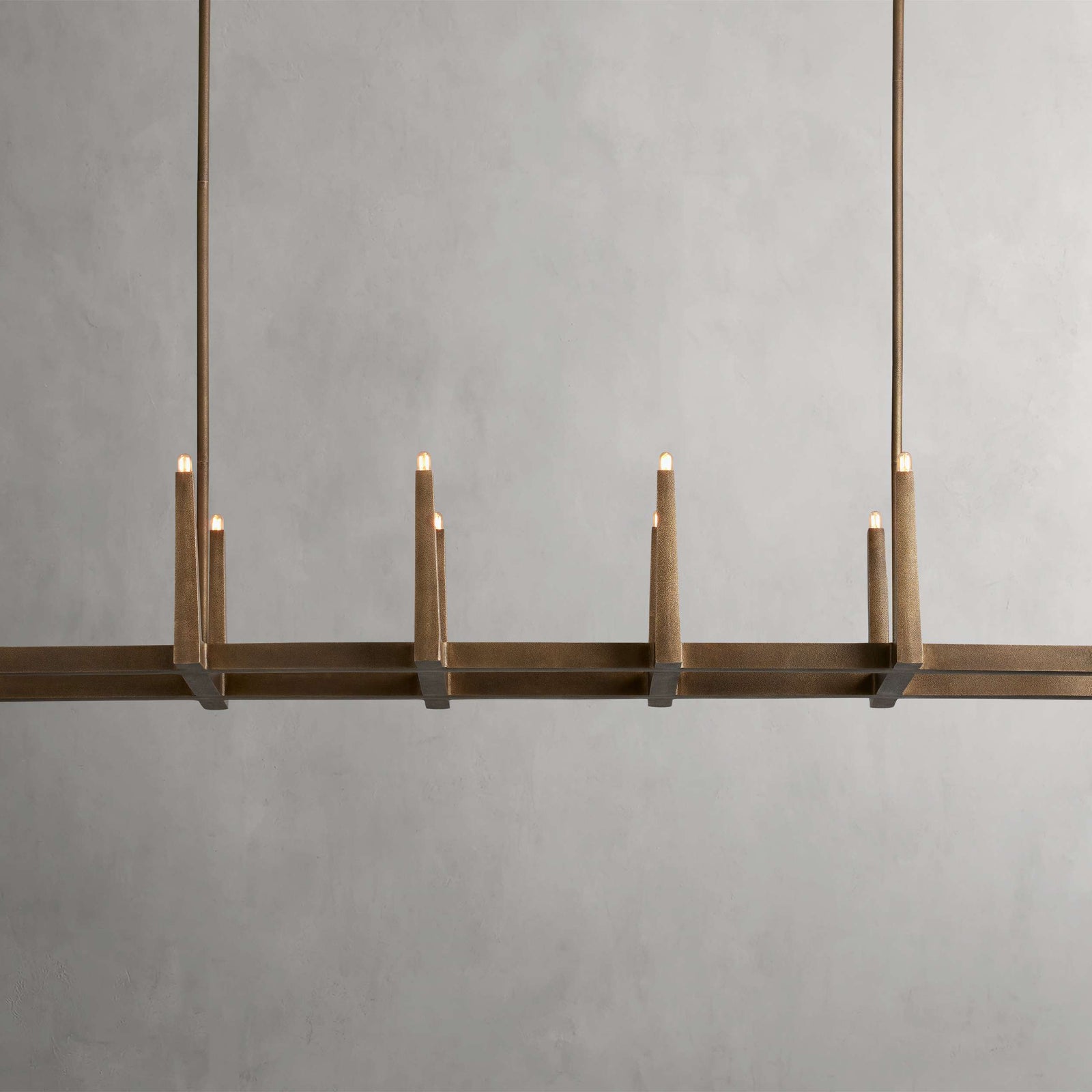 Clear Brass Linear chandelier - Gemma Wisp for dining room view 1