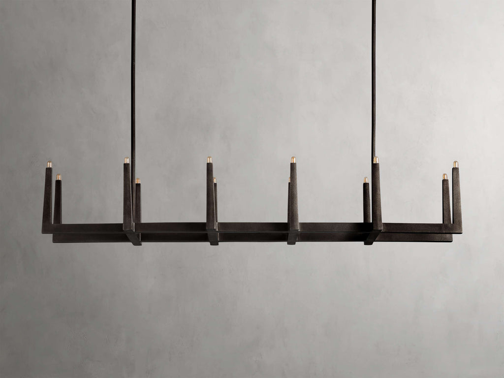 Clear Brass Linear chandelier - Gemma Wisp for dining room view 9