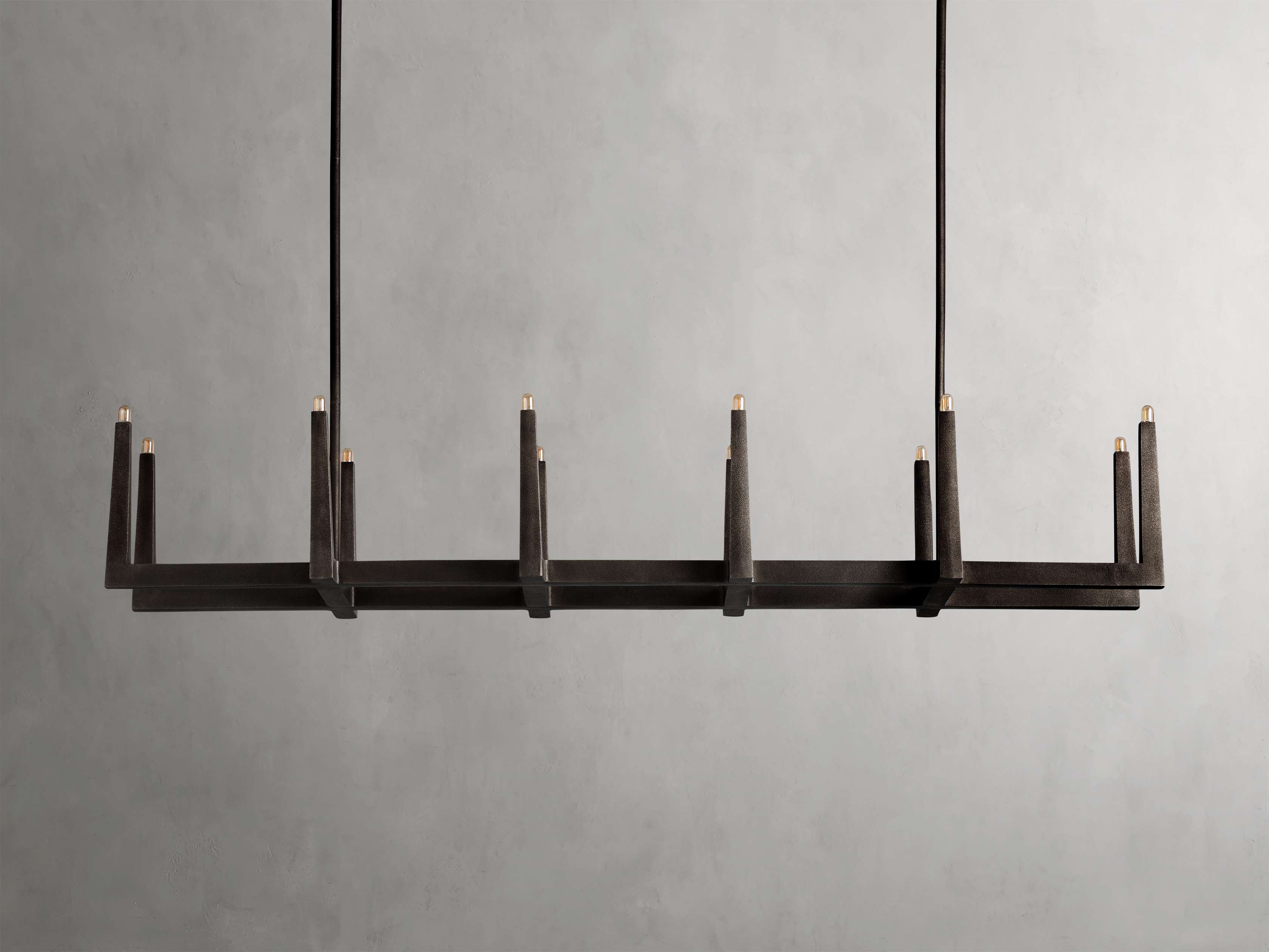 Clear Brass Linear chandelier - Gemma Wisp for dining room view 9