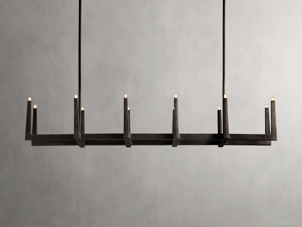 Clear Brass Linear chandelier - Gemma Wisp for dining room view 20