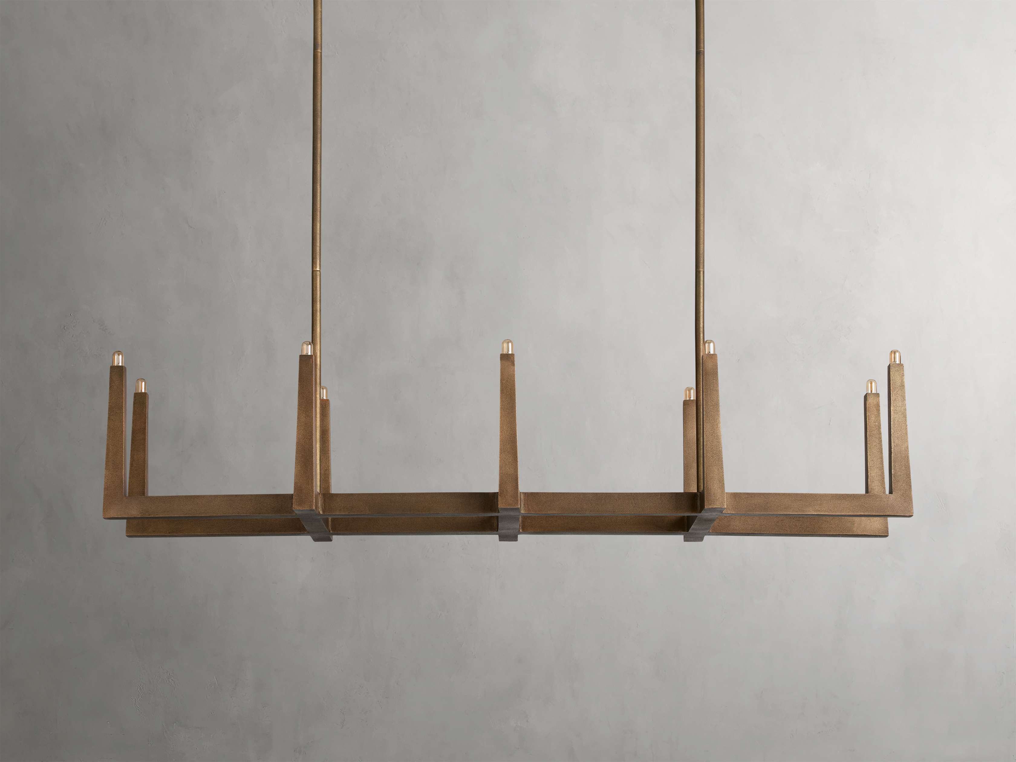 Clear Brass Linear chandelier - Gemma Wisp for dining room view 6