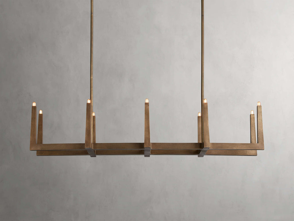 Clear Brass Linear chandelier - Gemma Wisp for dining room view 19