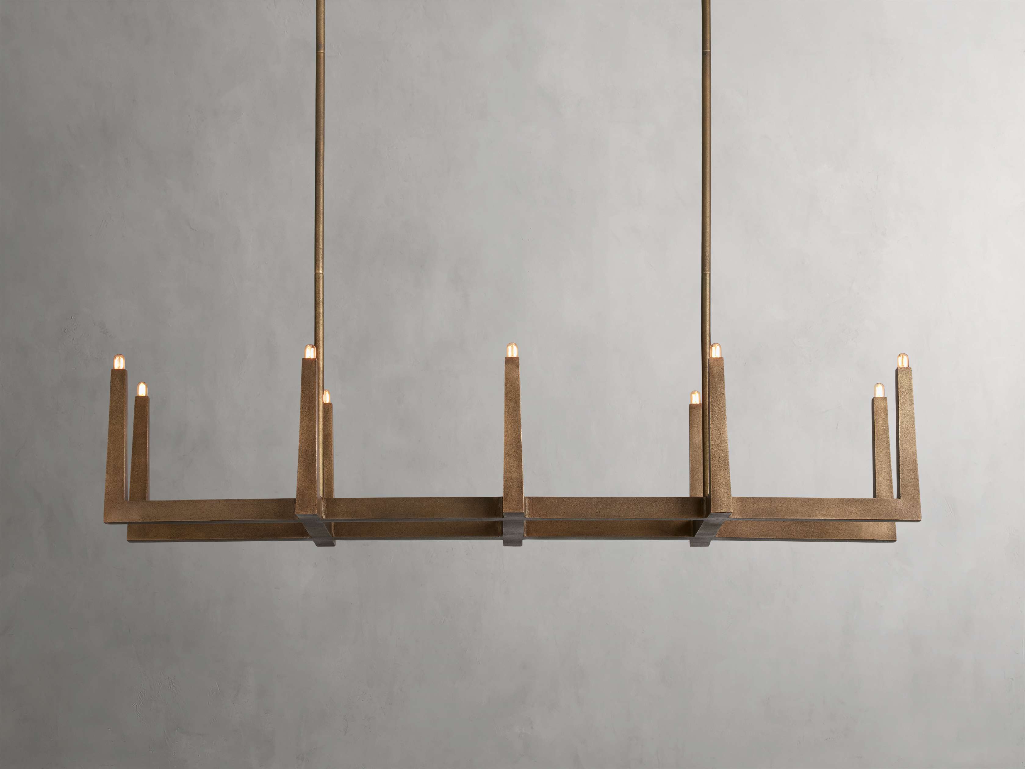 Clear Brass Linear chandelier - Gemma Wisp for dining room view 19