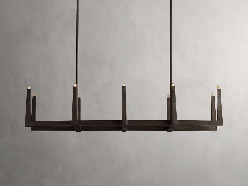 Clear Brass Linear chandelier - Gemma Wisp for dining room view 16