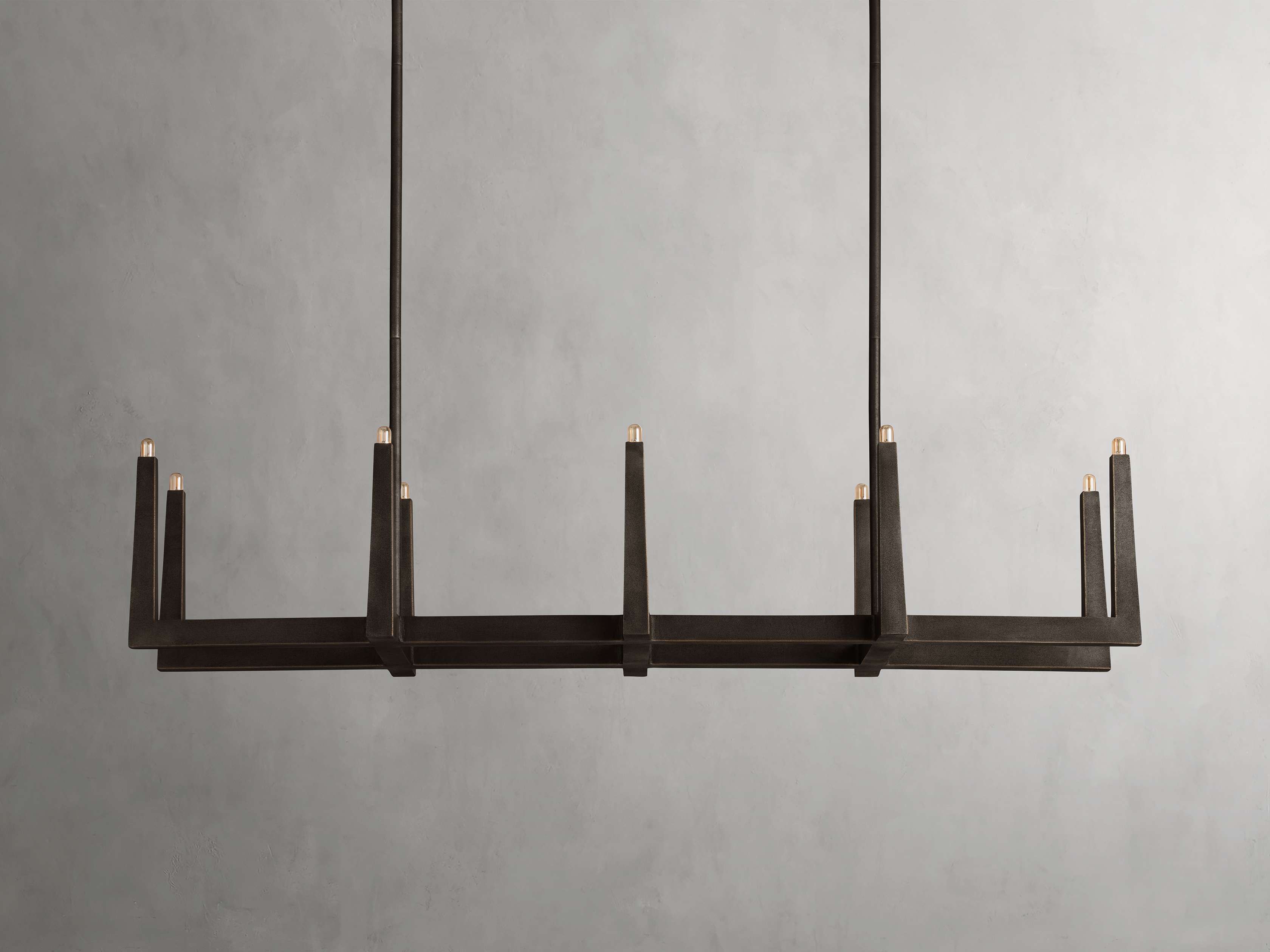 Clear Brass Linear chandelier - Gemma Wisp for dining room view 16