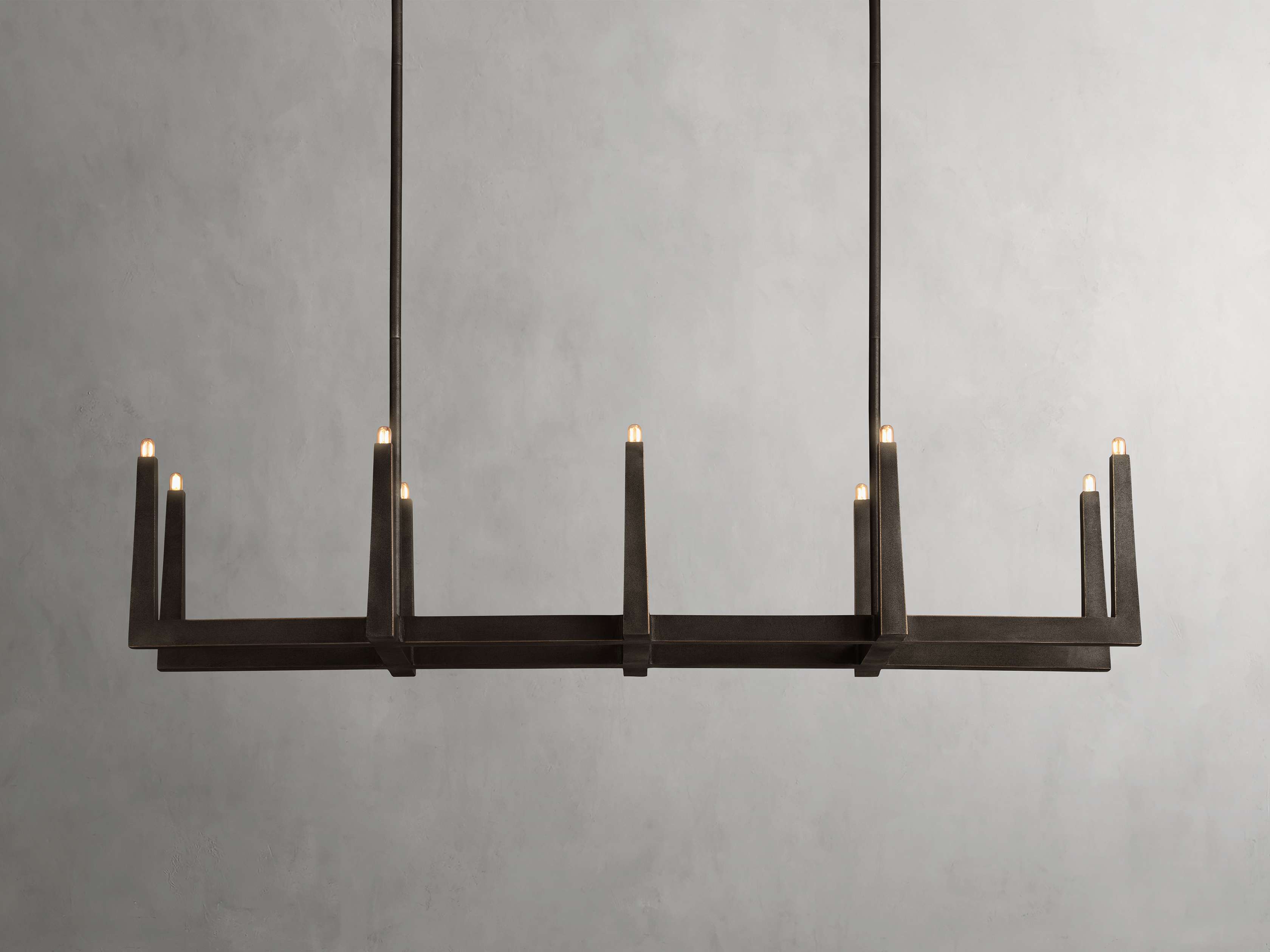 Clear Brass Linear chandelier - Gemma Wisp for dining room view 22
