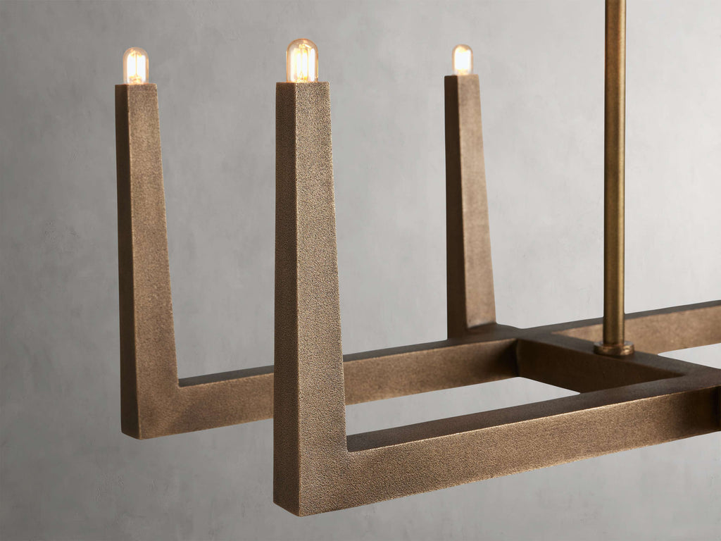 Clear Brass Linear chandelier - Gemma Wisp for dining room view 4