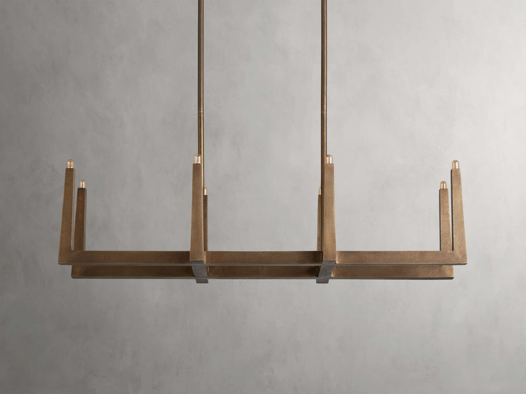 Clear Brass Linear chandelier - Gemma Wisp for dining room view 3