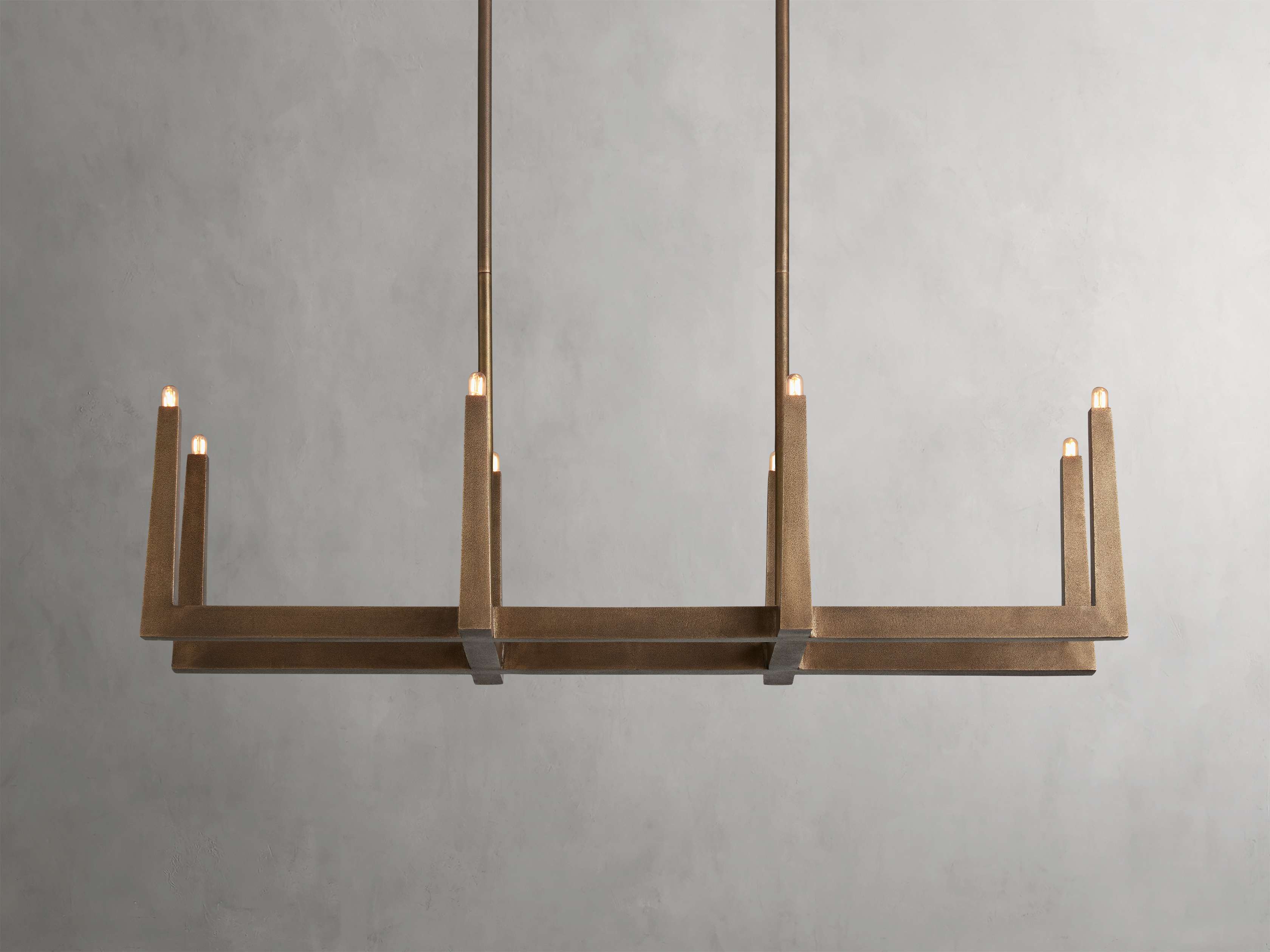 Clear Brass Linear chandelier - Gemma Wisp for dining room view 12