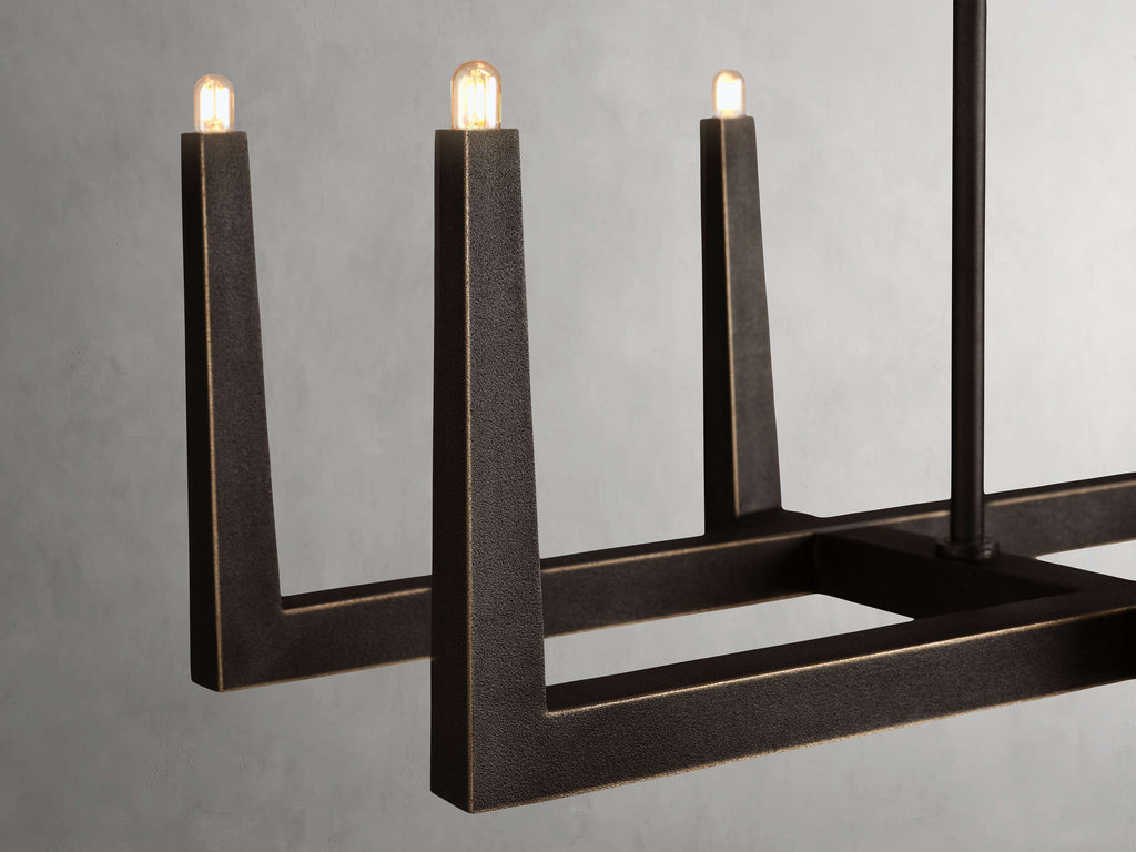Clear Brass Linear chandelier - Gemma Wisp for dining room view 14