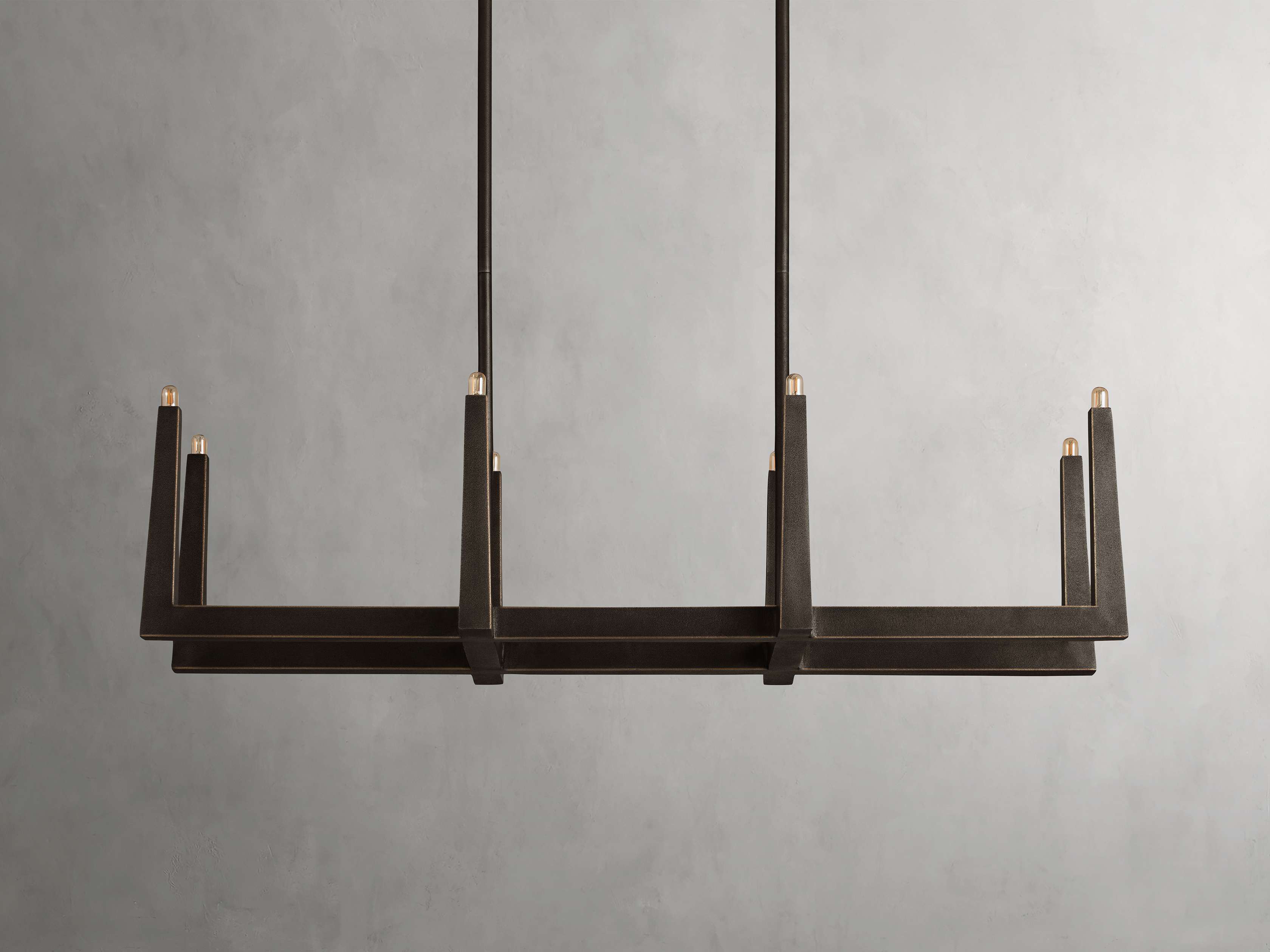 Clear Brass Linear chandelier - Gemma Wisp for dining room view 13