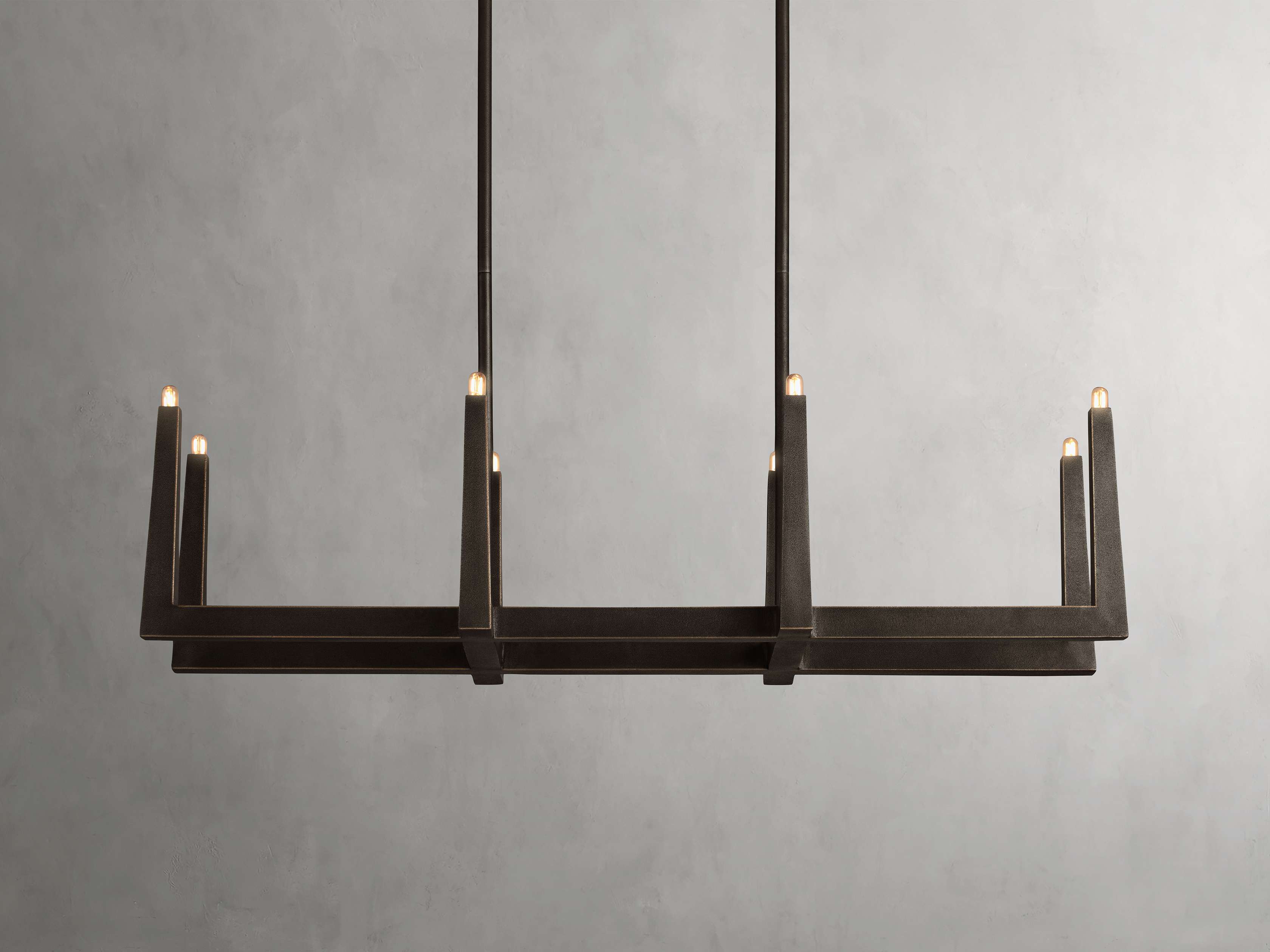 Clear Brass Linear chandelier - Gemma Wisp for dining room view 21