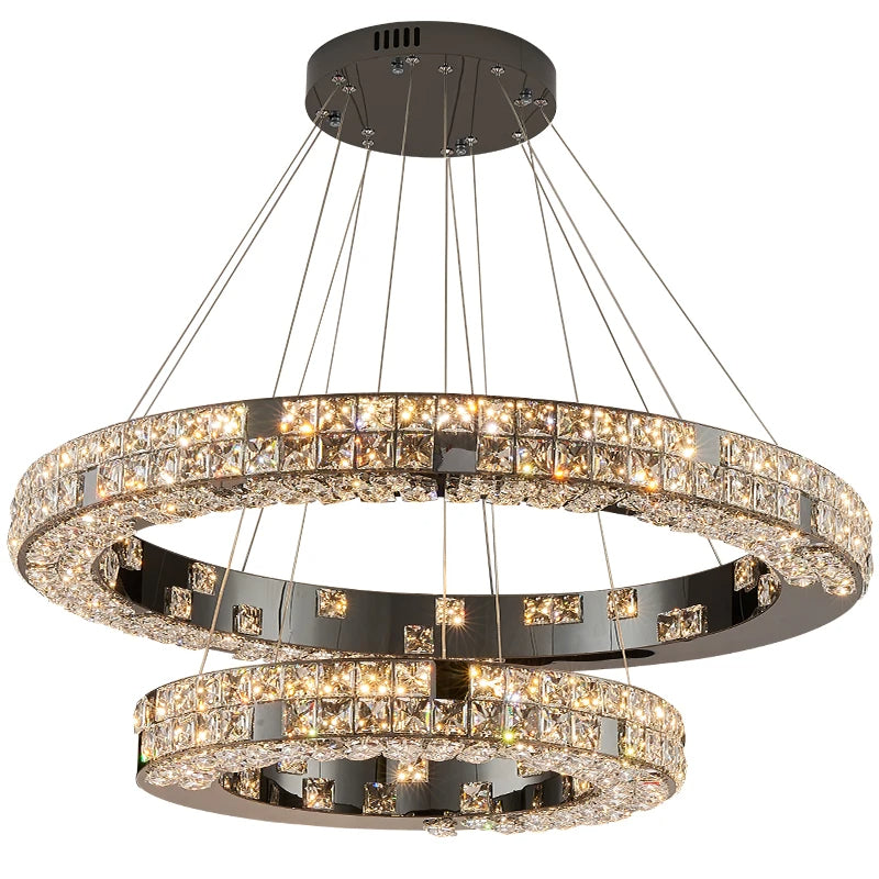 Black Crystal Tiered chandelier - Paloma Bay for dining room view 9