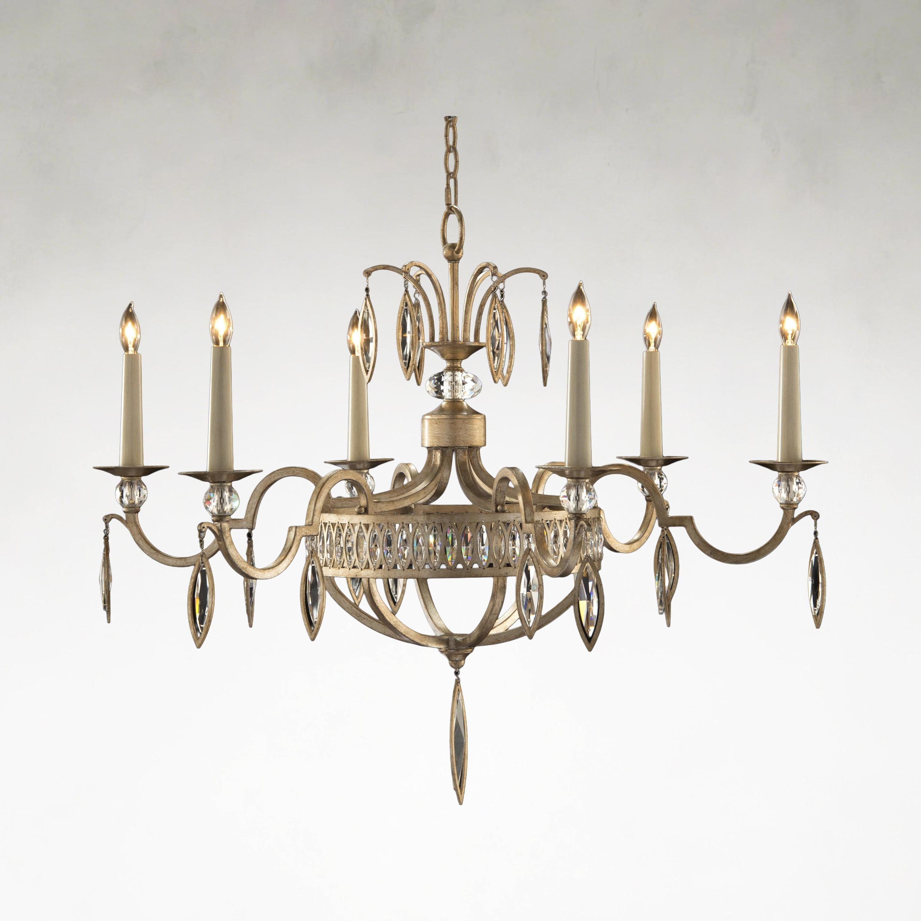 6-Light Silver Crystal LED Chandelier - Arden Ray | Tianguang Chandelier