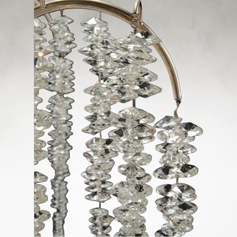 White Crystal Tiered chandelier - Kairo Stone for dining room view 4