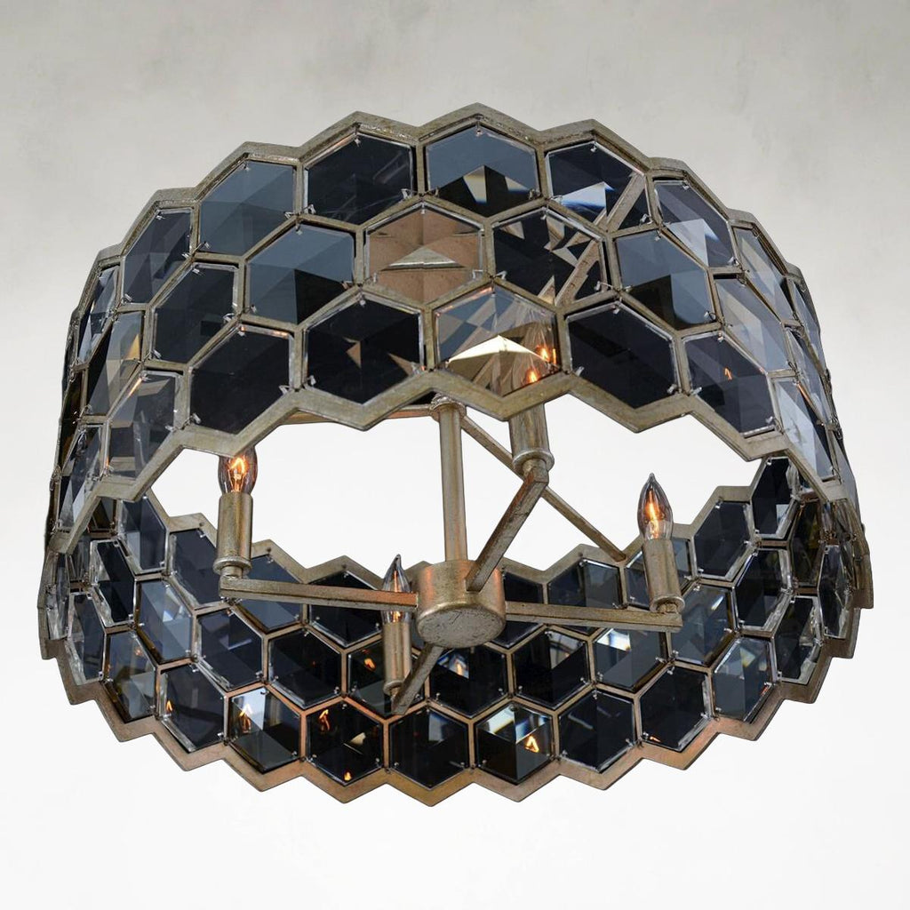 Quad-Light 21 inch Silver Champagne Chandelier Ceiling Fixture