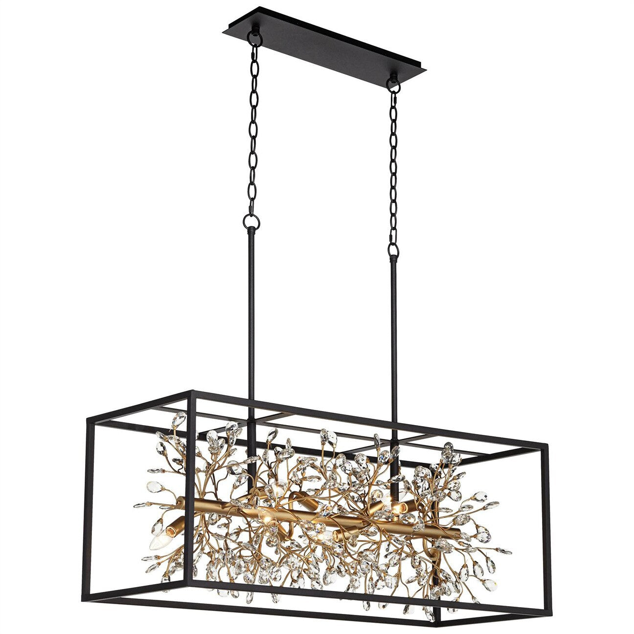 Black Crystal Linear chandelier - Vela Lane for dining room view 5