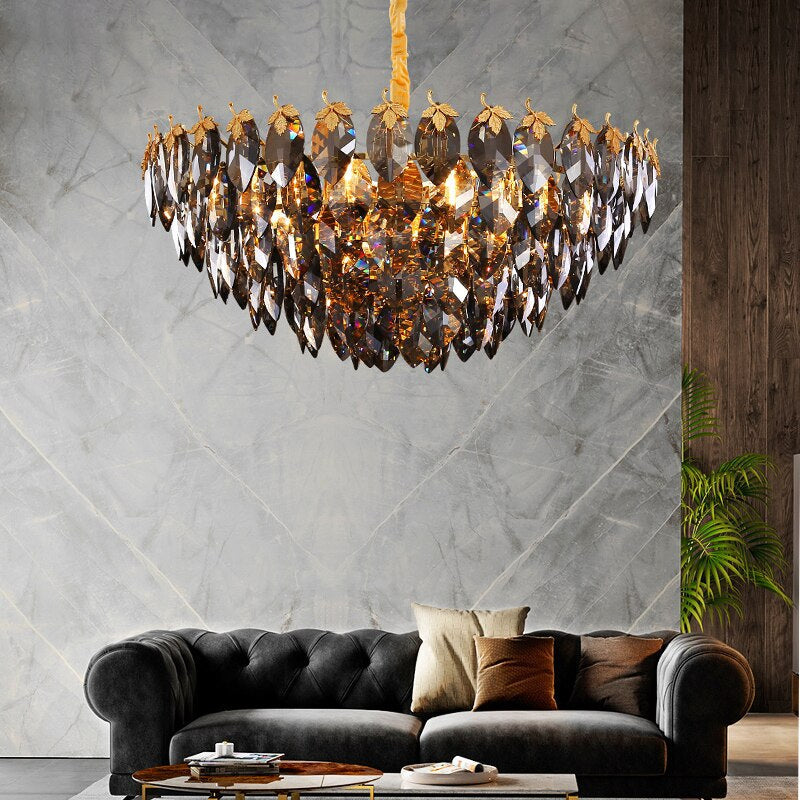 Gold Crystal chandelier - Zelia Bay for dining room view 2