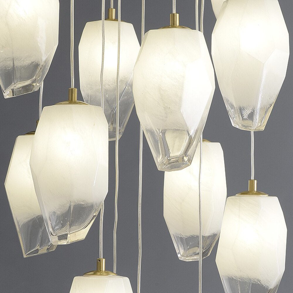 Brass Glass Linear chandelier - Galen Bay for dining room view 4