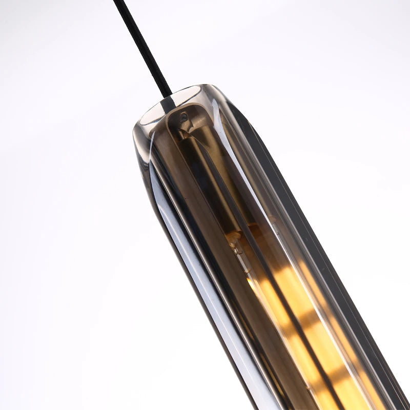 Copper Crystal Linear chandelier - Arden Bay for dining room view 10