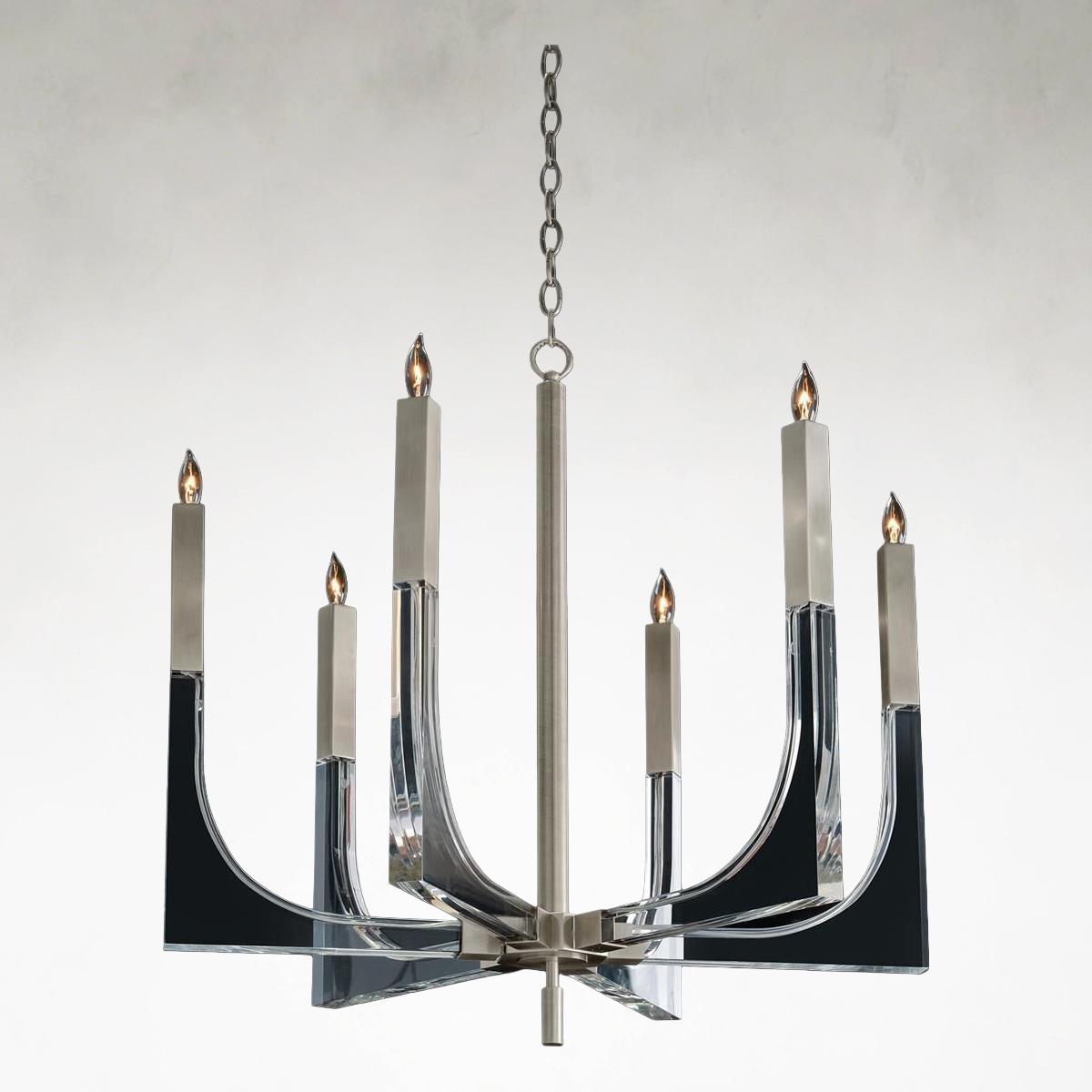 Nickel Acrylic Linear chandelier - Fiora Stone for dining room view 3