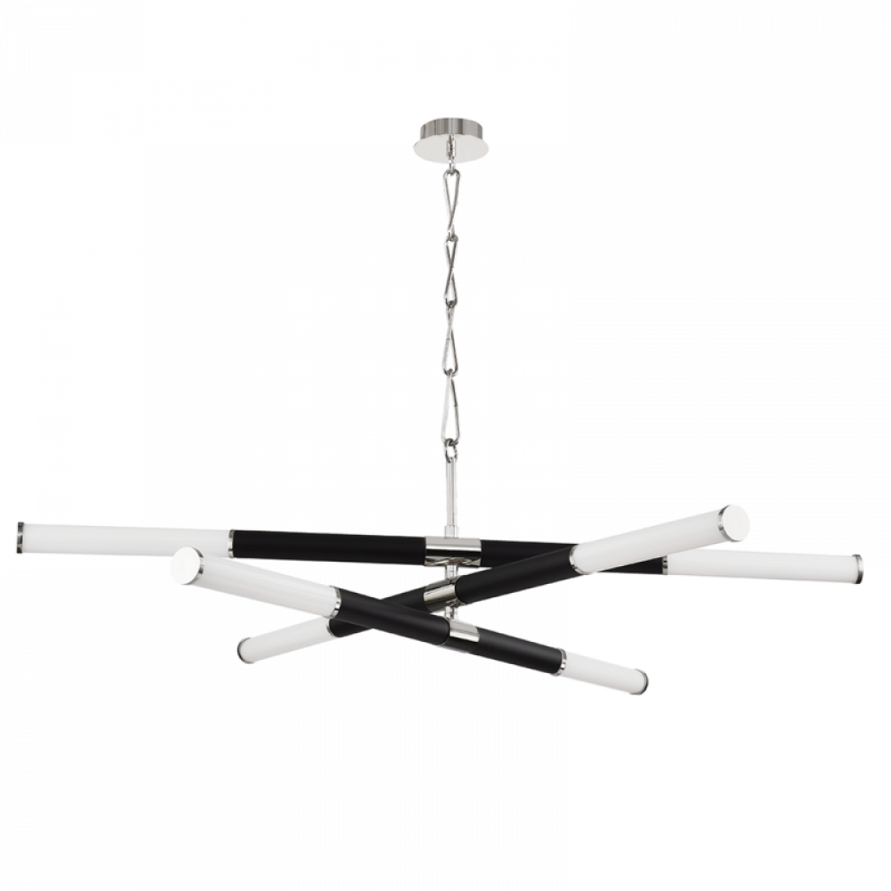 Polished Nickel Glass Linear chandelier - Gilda Meadow for dining room view 1