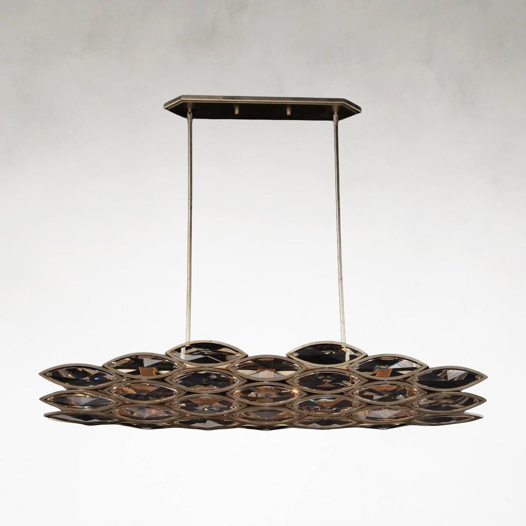 Clear Crystal Linear chandelier - Ilona Stone for dining room view 1