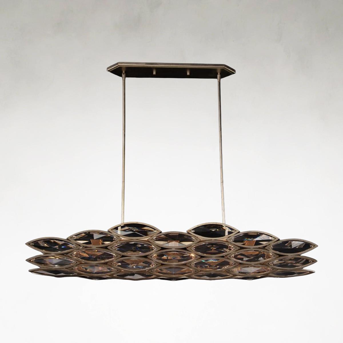 Clear Crystal Linear chandelier - Ilona Stone for dining room view 1