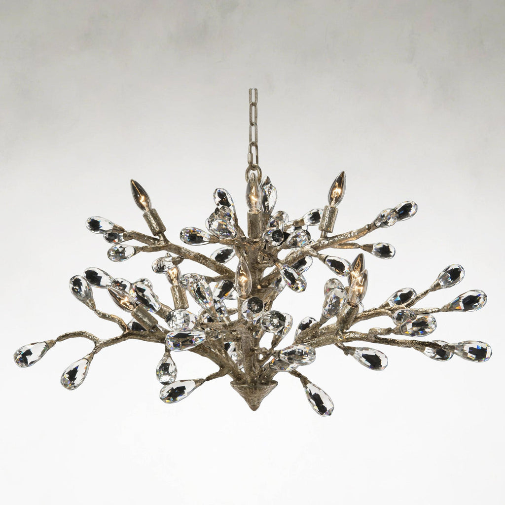 Silver Crystal Linear chandelier - Celeste Ray for dining room view 1