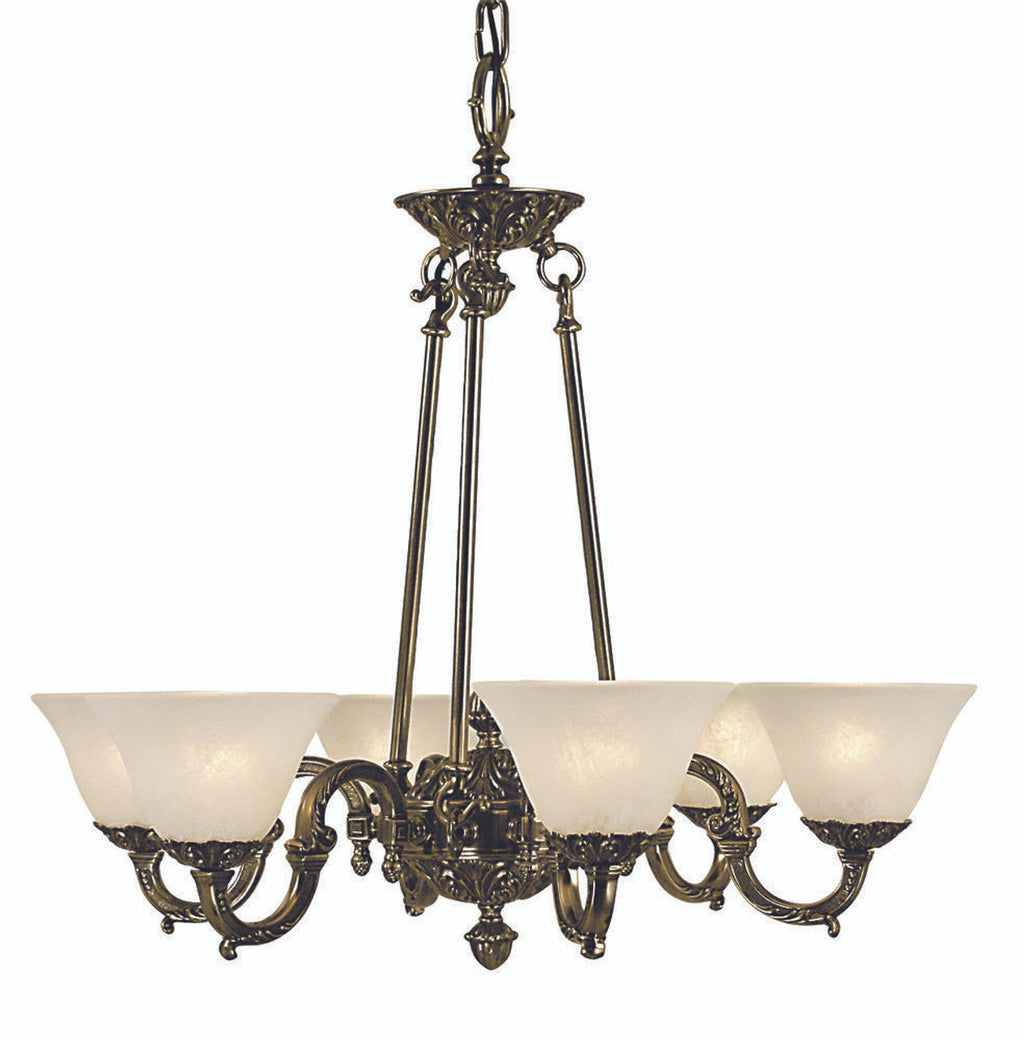 Napoleonic Chandelier, 6-Light, Antique Silver with Champagne Marble Glass Shade, 28"W (7886 AS/CM YCWQ)
