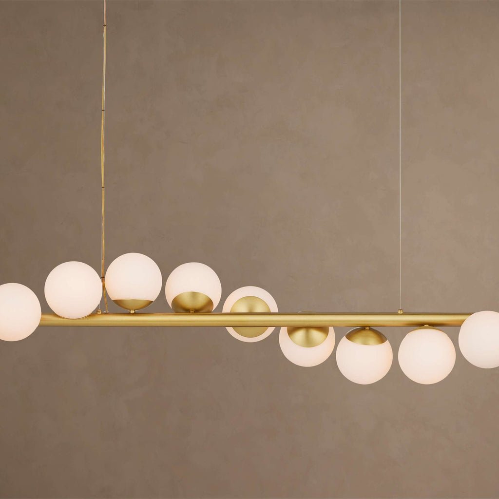 Brass Glass Linear chandelier - Wren Wisp for dining room view 1