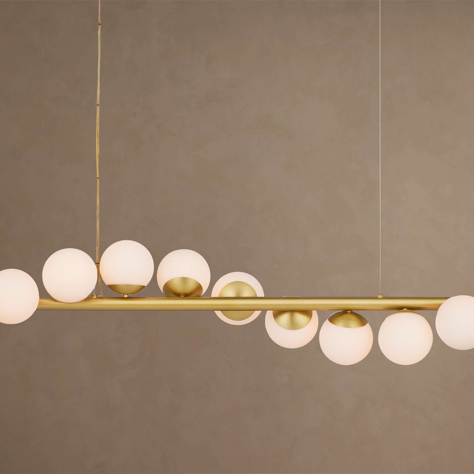 Brass Glass Linear chandelier - Wren Wisp for dining room view 1