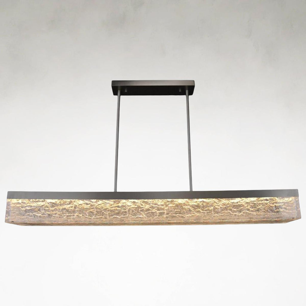 Brushed Nickel Acrylic Linear chandelier - Pavia Stone for dining room view 1