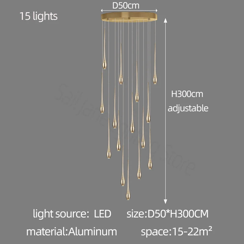 Gold Linear chandelier - Caro House for dining room view 8