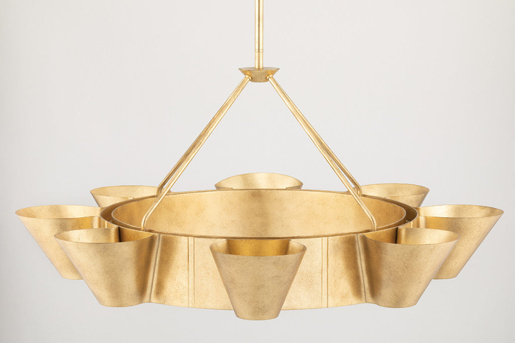 Gold Glass Linear chandelier - Kaia Gleam for dining room view 3