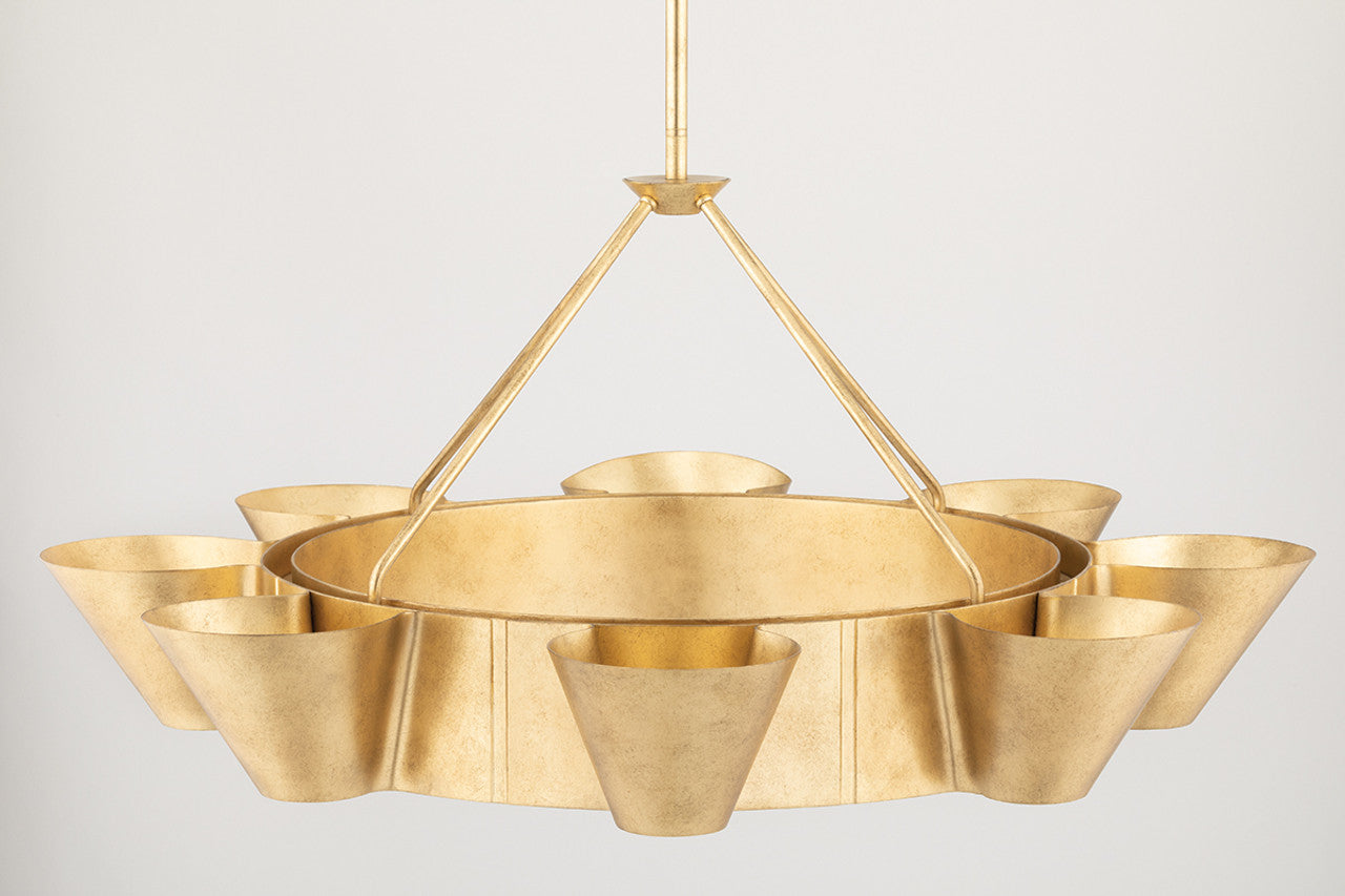 Gold Glass Linear chandelier - Kaia Gleam for dining room view 3