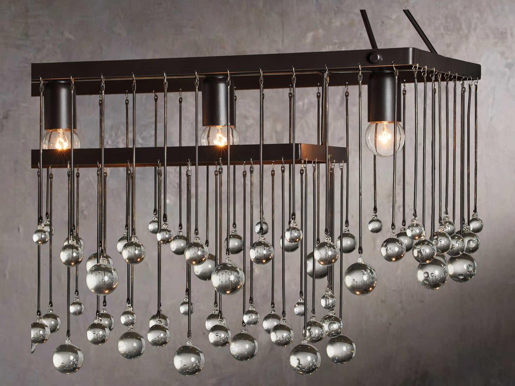 Brass Crystal Linear chandelier - Vale Point for dining room view 4