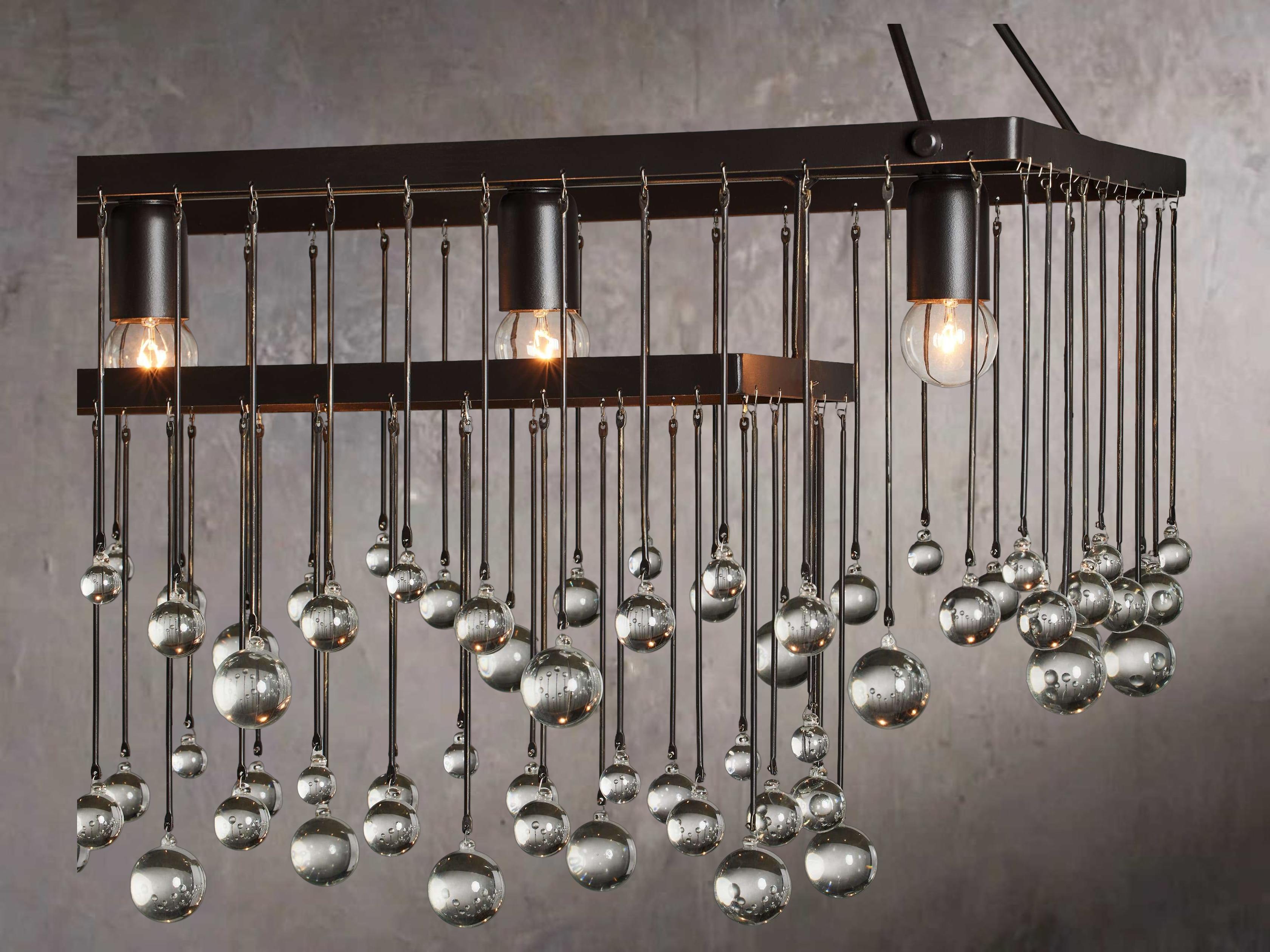 Brass Crystal Linear chandelier - Vale Point for dining room view 4