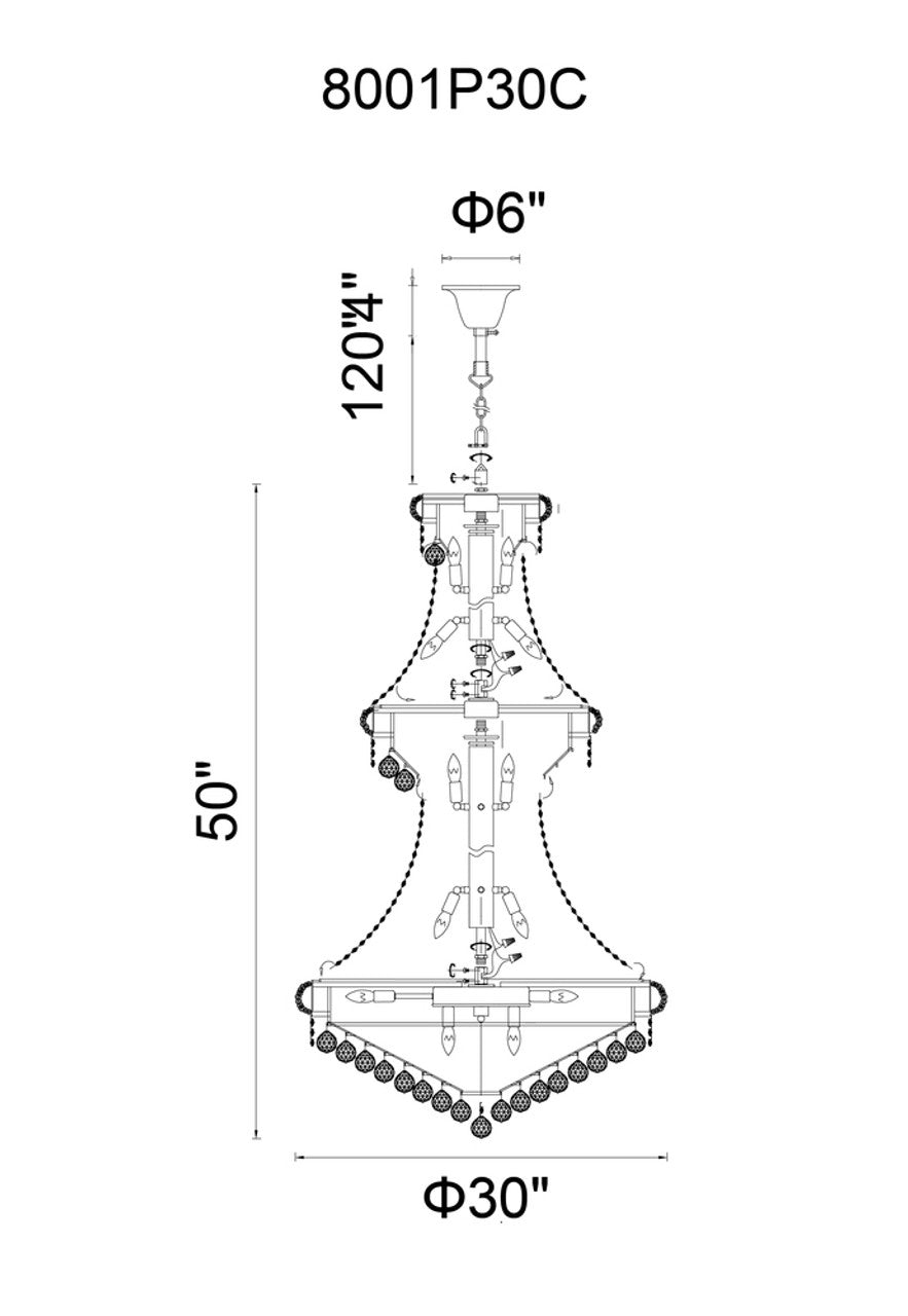 Gold Tiered chandelier - Jessa Gleam for dining room view 3