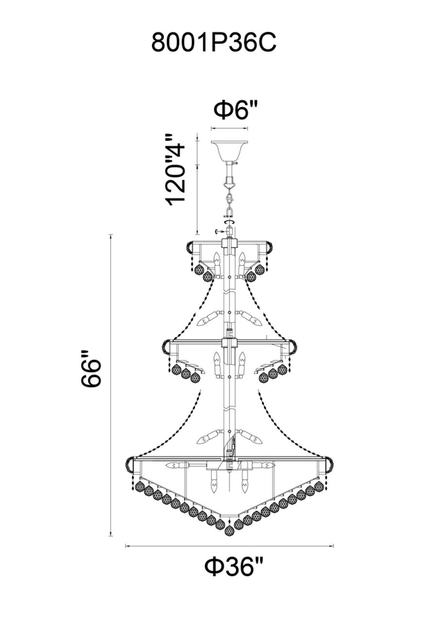 Gold Tiered chandelier - Fiora Gleam for dining room view 2