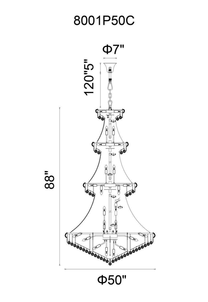 Chrome Crystal chandelier - Linnea Gleam for dining room view 2