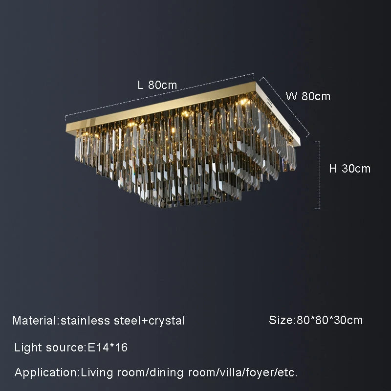 Smoke Crystal Round chandelier - Della House for dining room view 11
