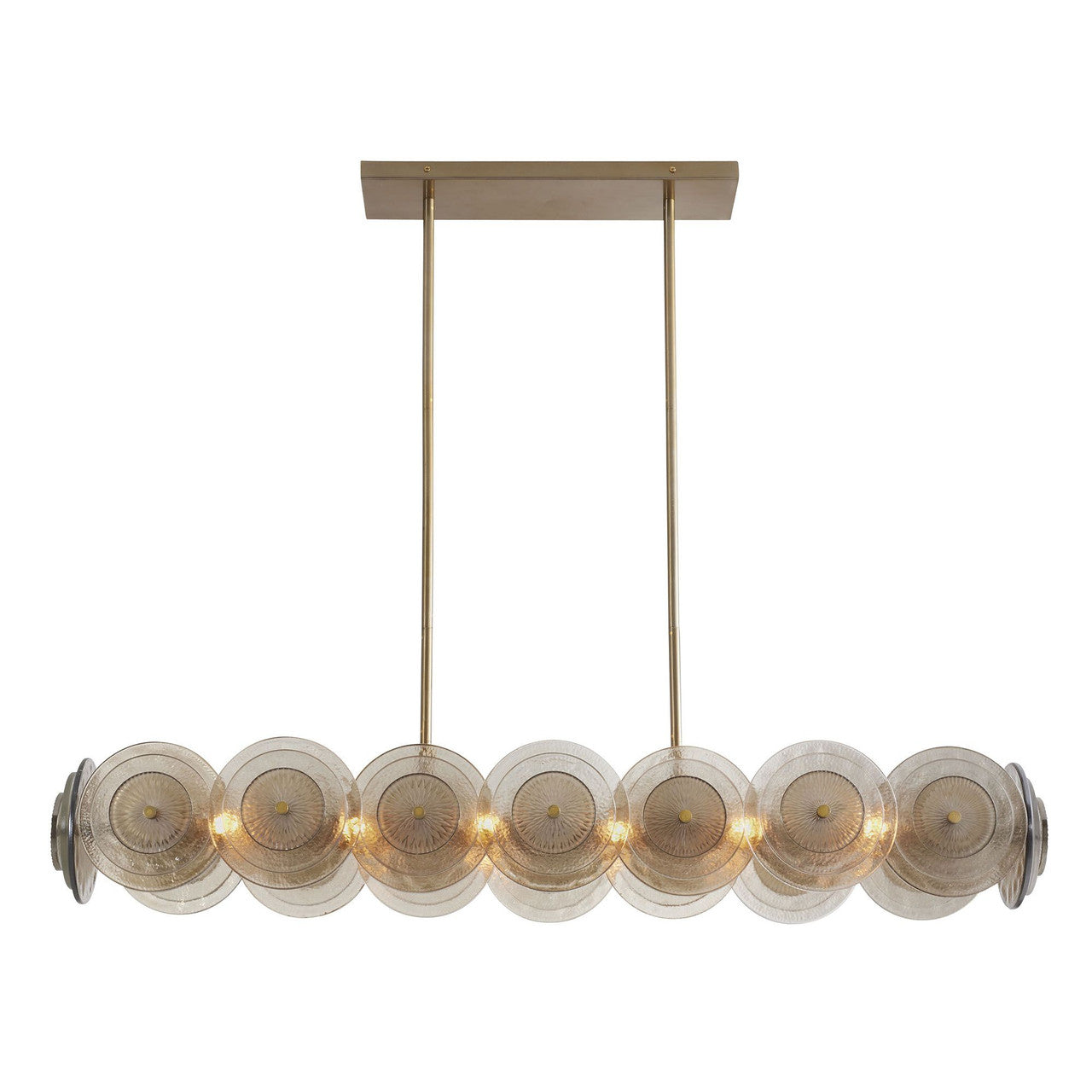 Antique Brass Glass Linear chandelier - Avon Meadow for dining room view 4